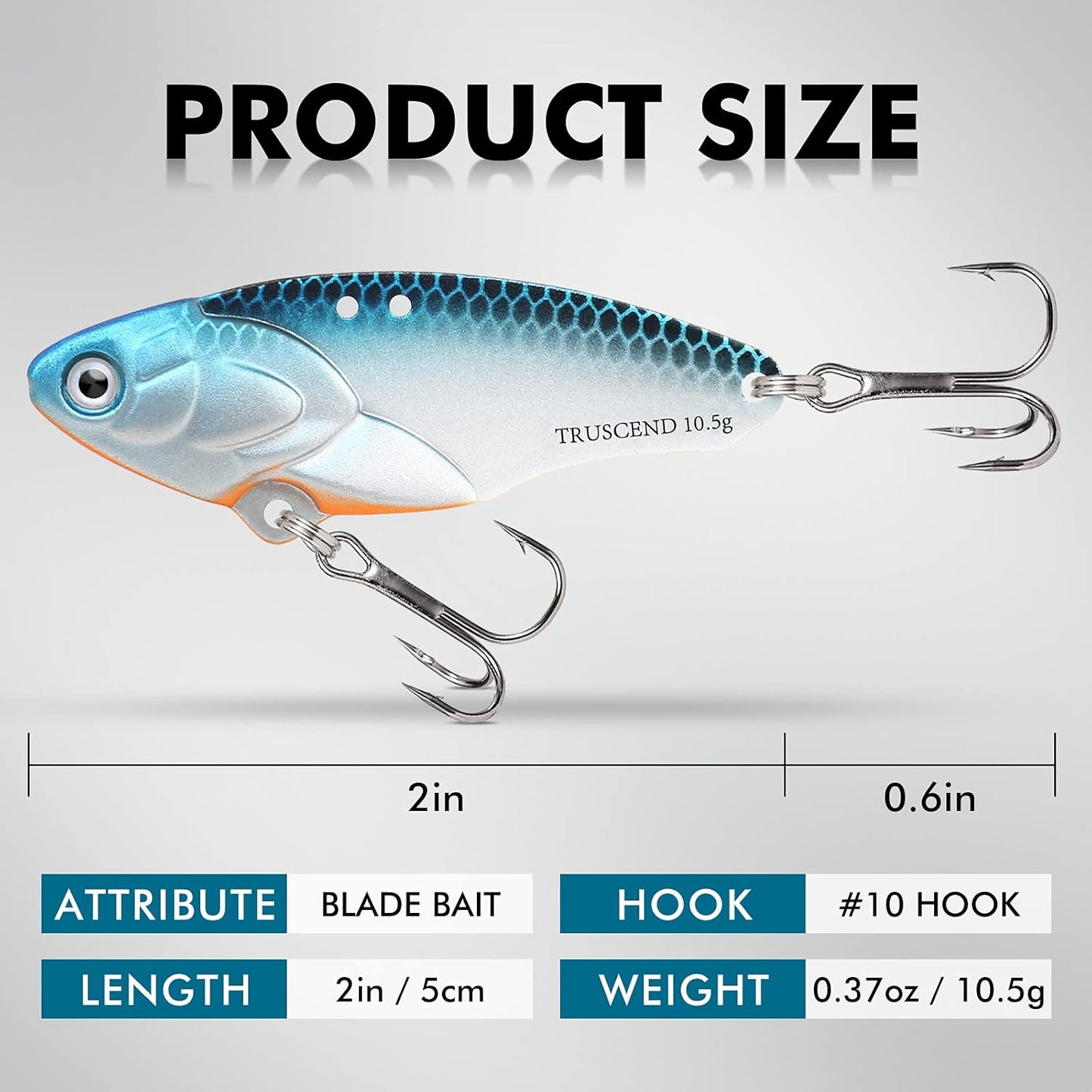TRUSCEND Fishing Spinners with Unique Double Spoons, Nano-Plated Rooster Tail Fishing Lures with Copper Body & Blade, Great Action Blade Bait for Bass Trout Walleye, Freshwater Ice Fishing Jigs