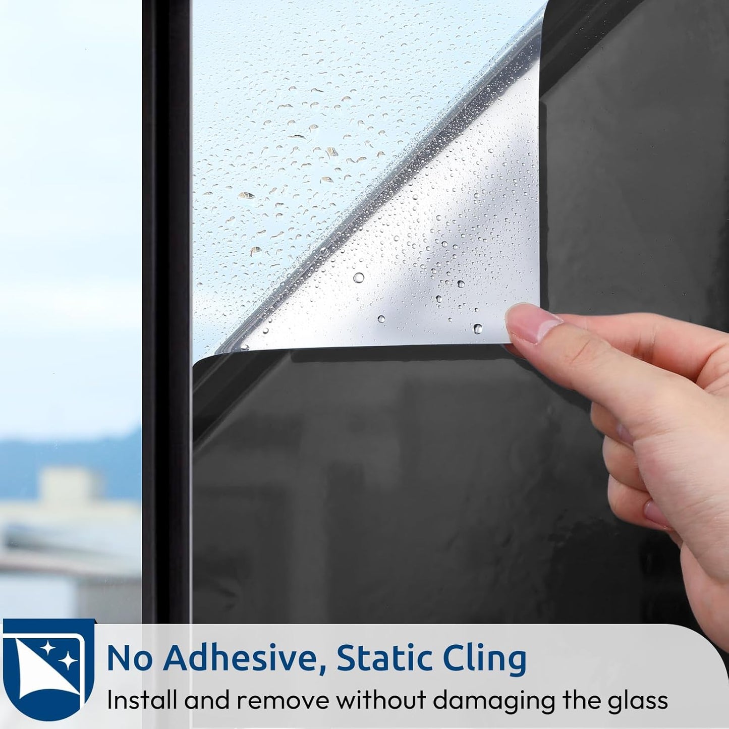 rabbitgoo Window Films for Privacy, Static Cling Frosted Glass Sticker, Non-Adhesive Privacy Film Sun Blocking Window Covering Frosting Vinyl Bathroom Sliding Glass Door, 44.5 x 200cm, Pure Frosted