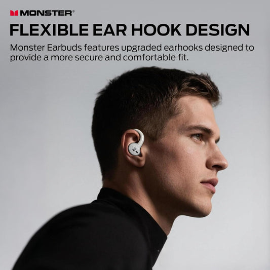 Monster N-Lite 216 Wireless Earbuds 40hrs Bluetooth 6.0 Headphone,Bluetooth Earbuds Stereo Deep Bass Over Ear Bud with Earhooks,ENC Noise Cancelling Mic,IPX5 Waterproof Earphone for Workout/Running - PuriLite