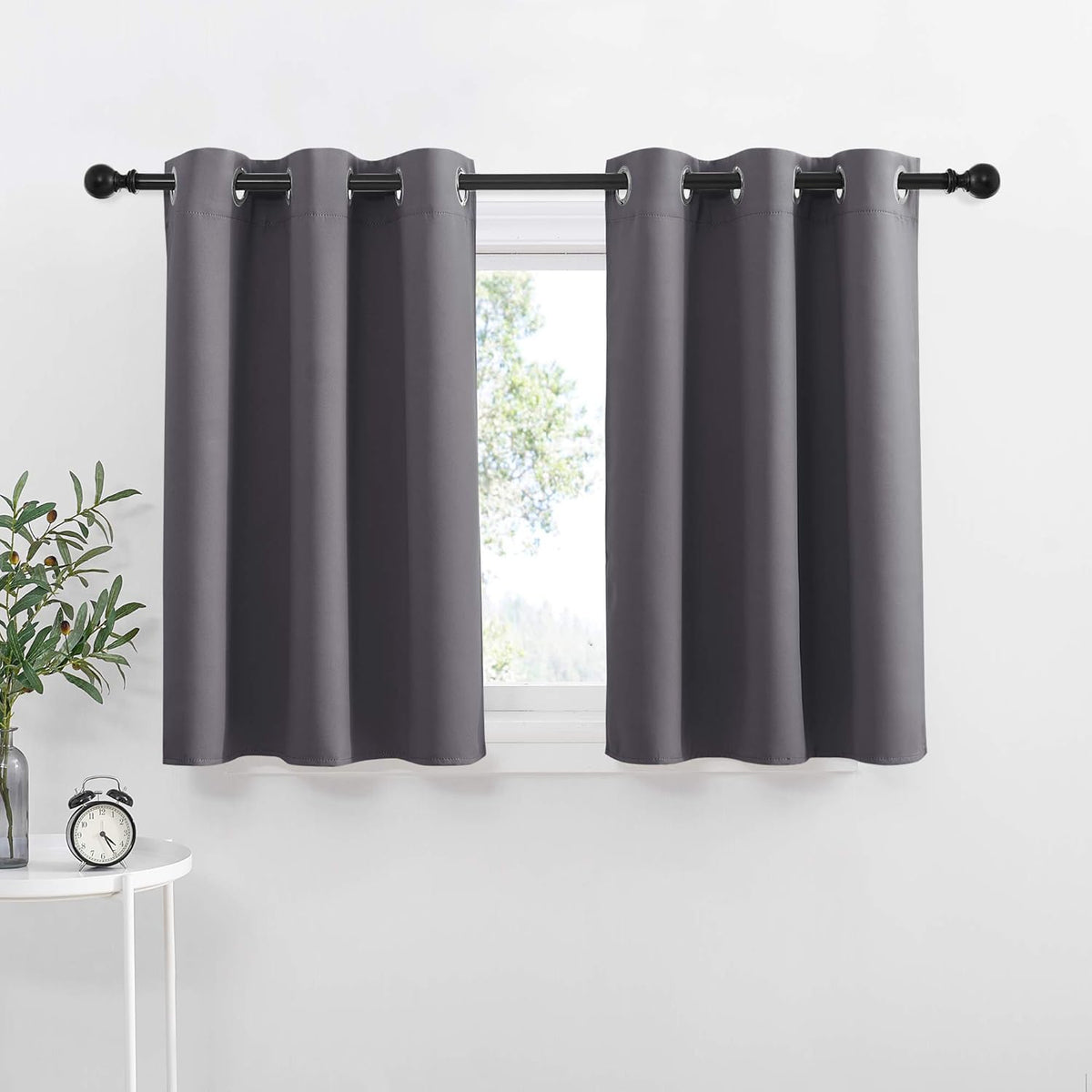 NICETOWN Blackout Curtains 2 Panels for Bedroom- Thermal Insulated Grommet Blackout Curtains 63 Inches Long for Living Room/Kitchen Rideaux occultants (2 Panels, W42 x L63 -Inch,Grey) - PuriLite