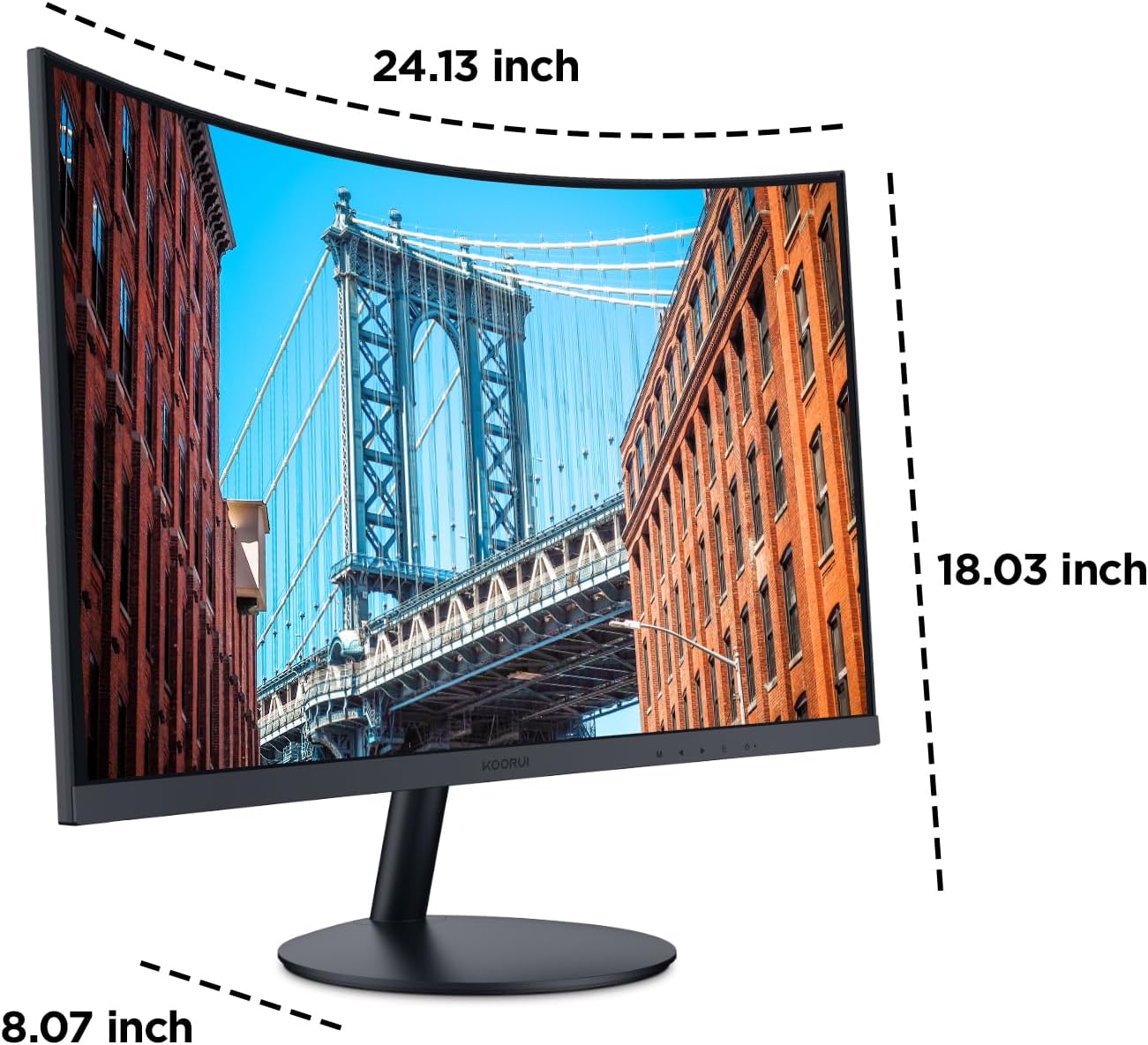 KOORUI 32 inch Curved Gaming Monitor - QHD (2560 x 1440) 2K Display, 170Hz 144Hz Monitors, 1500R Curvature, 1ms, HDR10, Adaptive Sync, Tilt Adjustable, DisplayPort HDMI, Black - 32E6QC