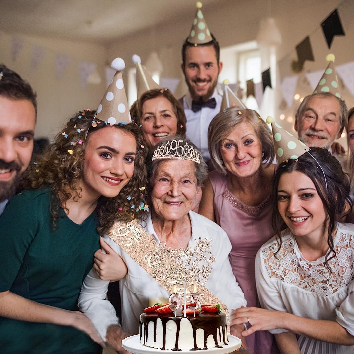 65th Birthday Decorations for Women, Including 65th Birthday Sash and Crown, Cake Topper and Candles, Number Balloons Rose Gold, 65 Year Old Gifts for Women