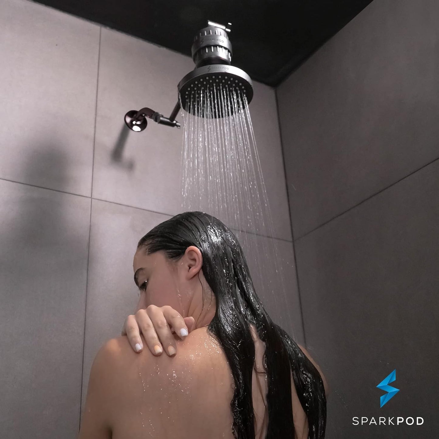 SparkPod Shower Head - High Pressure Rain - Premium Quality Luxury Design - 1-Min Install - Easy Clean Adjustable Replacement for Your Bathroom Shower Heads (Luxury Polished Chrome, 6 Inch Round)