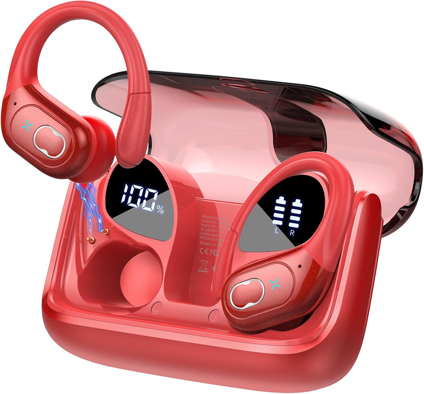 STECEi Wireless Earbuds 75hrs Bluetooth 5.4 Headphone Sport, Bluetooth Earbuds HiFi Stereo Over Ear Bud with Earhooks, ENC Noise Cancelling Mic, IP7 Waterproof Wireless Earphone for Workout/Running - PuriLite