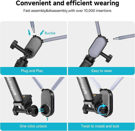 Upgraded Neck Phone Holder with Anti-Shake Strap - 65cm Adjustable POV/Vlog Phone Mount w Phone Clip for Hands-Free Recording – Universal for iPhone, Samsung Google Pixel All Smartphones - PuriLite