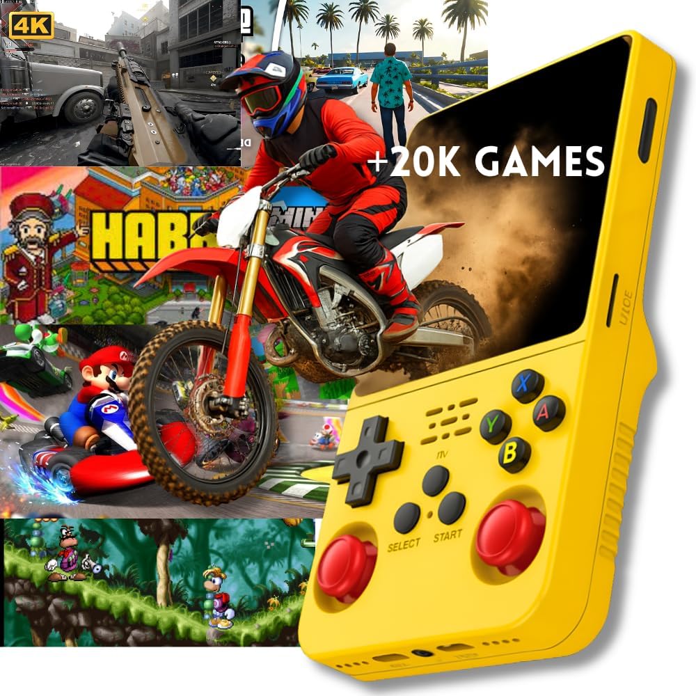Portable Handheld Gaming Console with Large 4-Inch HD Screen, Built-In Game Library, Expandable Storage, Multiplayer Support, and Long Battery Life - PuriLite