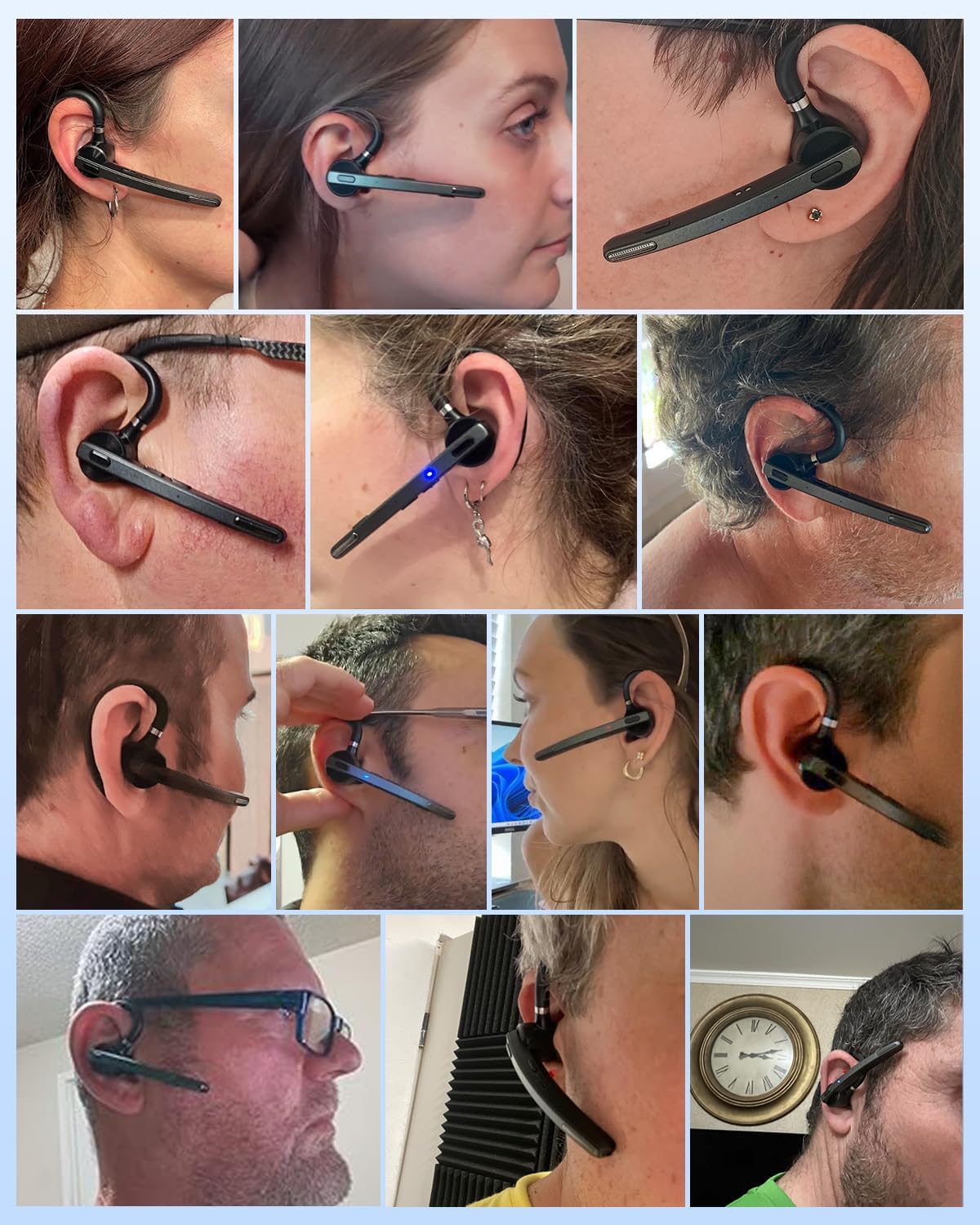 Bluetooth Headset V5.1, Wireless Headset with 500mAh Charging Case ENC Noise Cancelling Microphone, Bluetooth Earpiece 72H Talk Hands-Free Headphones for Cell Phone Office Business Driving (M51)