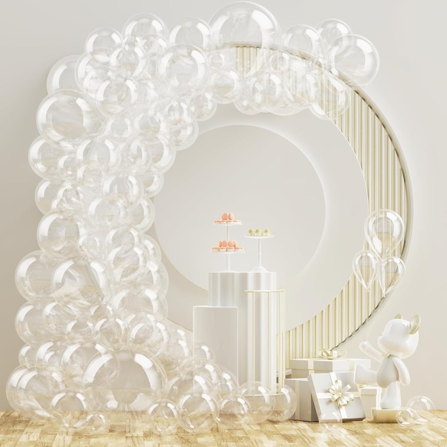 Gold Metallic Chrome Latex Balloon Arch Kit, 102PCS 18In 12In 10In 5In Arch Garland For Festival Picnic, Engagement, Wedding, Birthday Party, Gold Theme Anniversary Decoration With 33FT Ribbon
