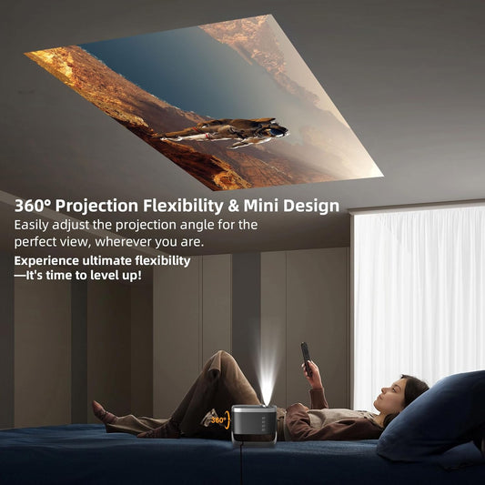 Projector【±360°Adjustable Stand&Auto 4P/4D Keystone&Electric Focus】 Mini Projector 4K Supported, 600ANSI Portable Projecteur with WiFi6&Bluetooth 5.2, Jimveo 300”Outdoor Movie Projector for PC/Phone - PuriLite