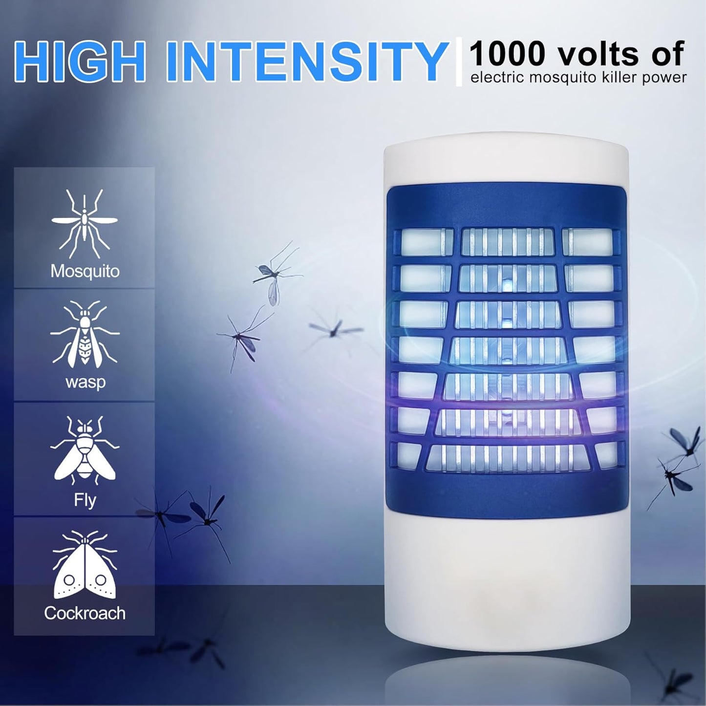 Bug Zapper Indoor,Electronic Fly Zapper Lamp for Familie,LED Lights Eliminates Flies Flying Pests - Non-Toxic - Silent - Effective Operation UV