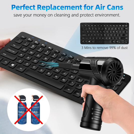 Compressed Air Duster, 130000RPM Electric Air Duster Replaces Compressed Air Cans, 3 Speed, Cordless Air Blower for Cleaning Camera Computer Household Pet Hair