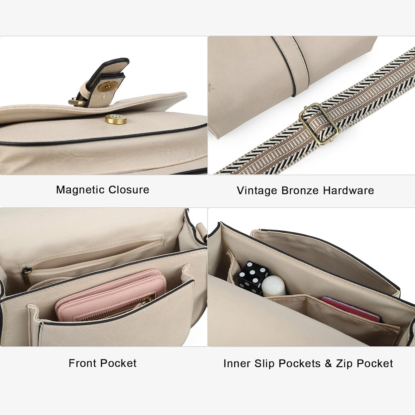 Crossbody Bags for Women Small Over the Shoulder Saddle Purses and Boho Cross body Handbags,Vegan Leather