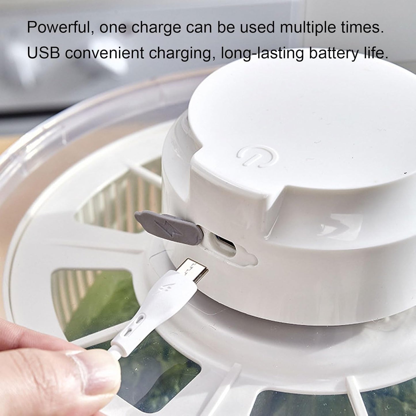 Electric Salad Spinner, 5L Capacity USB Vegetable Dryer and Salad Dryer with Filter Basket, Vegetables Washer Dryer Salad Cleaner and Dryer for Vegetables, Noodles, and Fruits