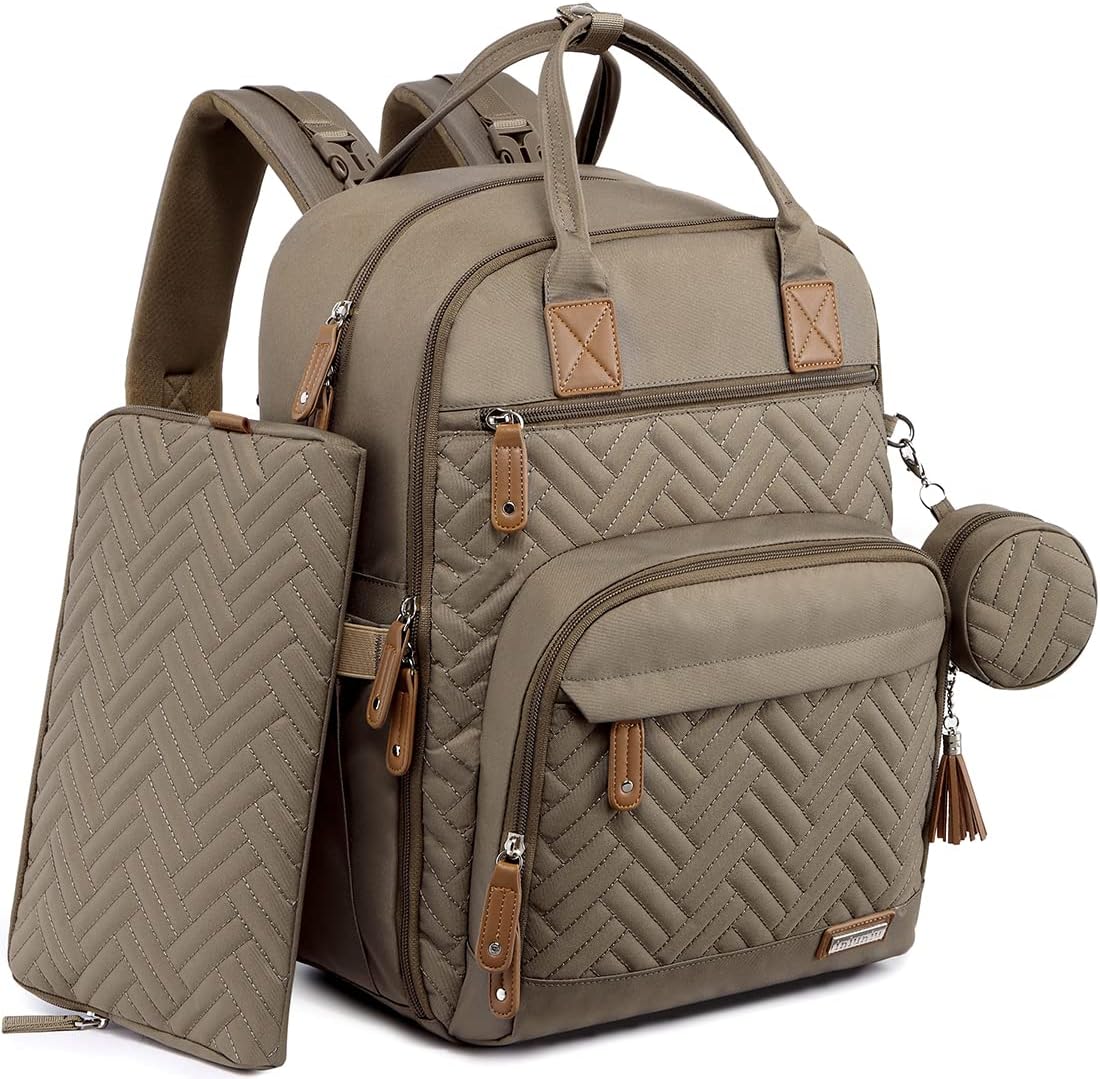 Diaper Bag Backpack, iniuniu Large Baby Bags with Diaper Pouch, Washable Changing Pad, Pacifier Case and Stroller Straps