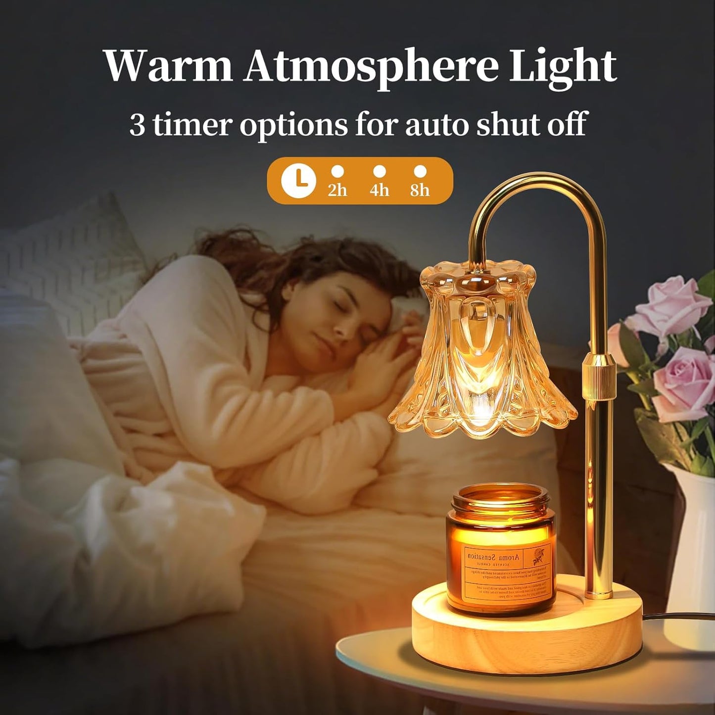 GEEZO Fragrance Candle Warmer Lamp,Electric Candle Warmer with Timer & Dimmer, Mom Christmas Birthday Gifts for Women, House Warming Gifts New Home Bedroom Decor