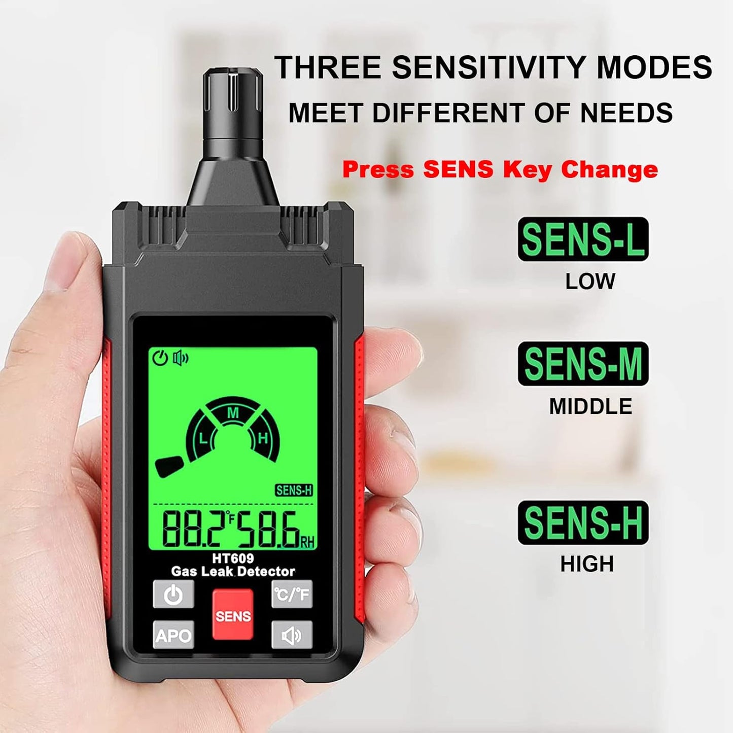 Gas Leak Detector, Portable Combustible Gas Detector, Gas Sniffer for Flammable Natural Gas Acetone Propane Benzene Ethanol Gasoline Methane LPG in RV or Home, 9999 PPM 20% LEL with LCD Color Display