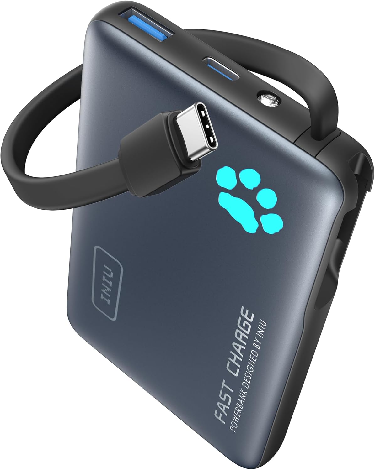 INIU Portable Charger, Ultra Slim 10000mAh PD 20W Power Bank with Built-in Cable, External Phone Powerbank Compatible with iPhone 15/14/13/12/11, Samsung S22/S21, Google, AirPods, iPad, etc.