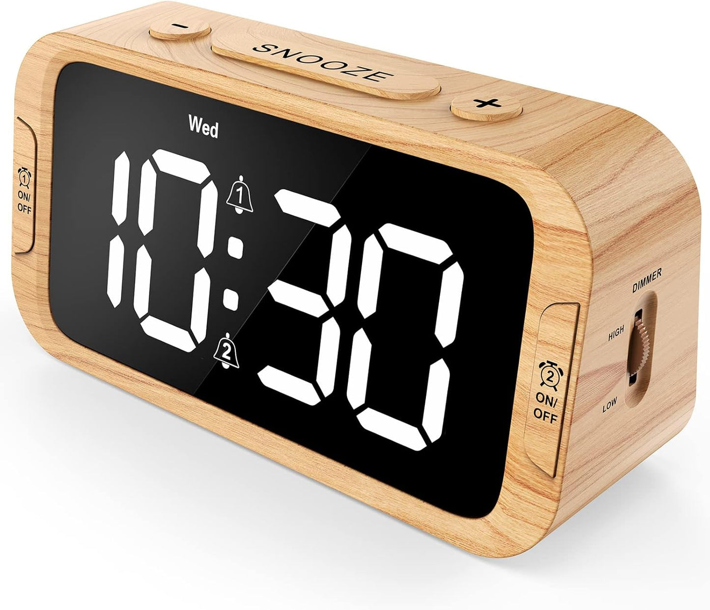 Odokee Digital Dual Alarm Clock for Bedroom, Easy to Set, 0-100% Dimmer, USB Charger, 5 Sounds Adjustable Volume, Weekday/Weekend Mode, Snooze, 12/24Hr, Battery Backup, Compact Clock for Bedside(Blue)