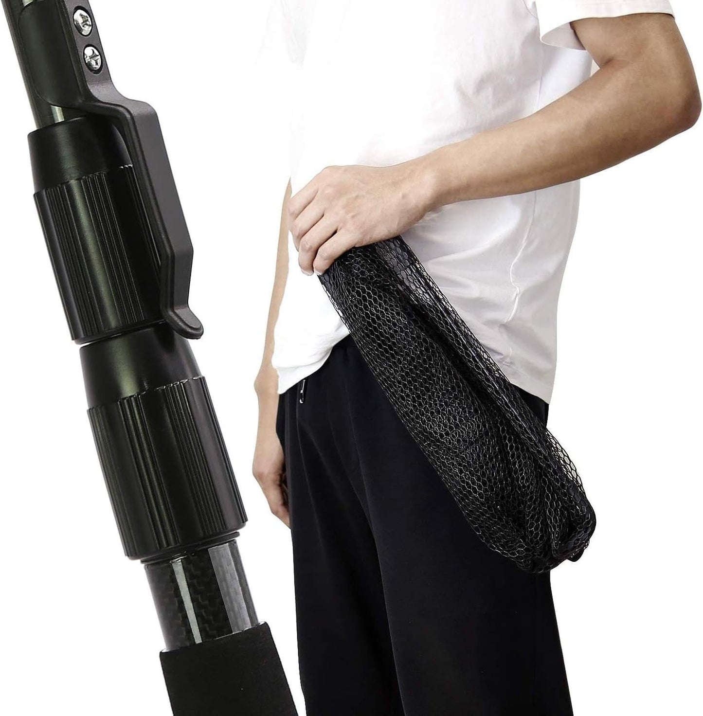 SAN LIKE Fishing Net Telescopic Landing Nets Folding Rubber Fish Net Rubber Coated Landing Net with Adjustable Sturdy Pole Handle for Saltwater Freshwater Bass Trout Fishing Easy Catch & Release