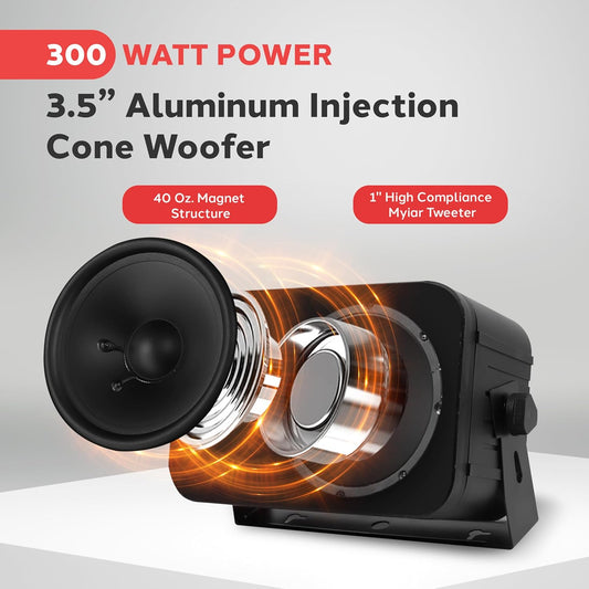 Pyle Outdoor Speaker System – 300W Waterproof Wall-Mounted Speakers with Powerful Bass & Long-Range Sound – Indoor/Outdoor Audio for Home, Patio, Pool & More - PuriLite