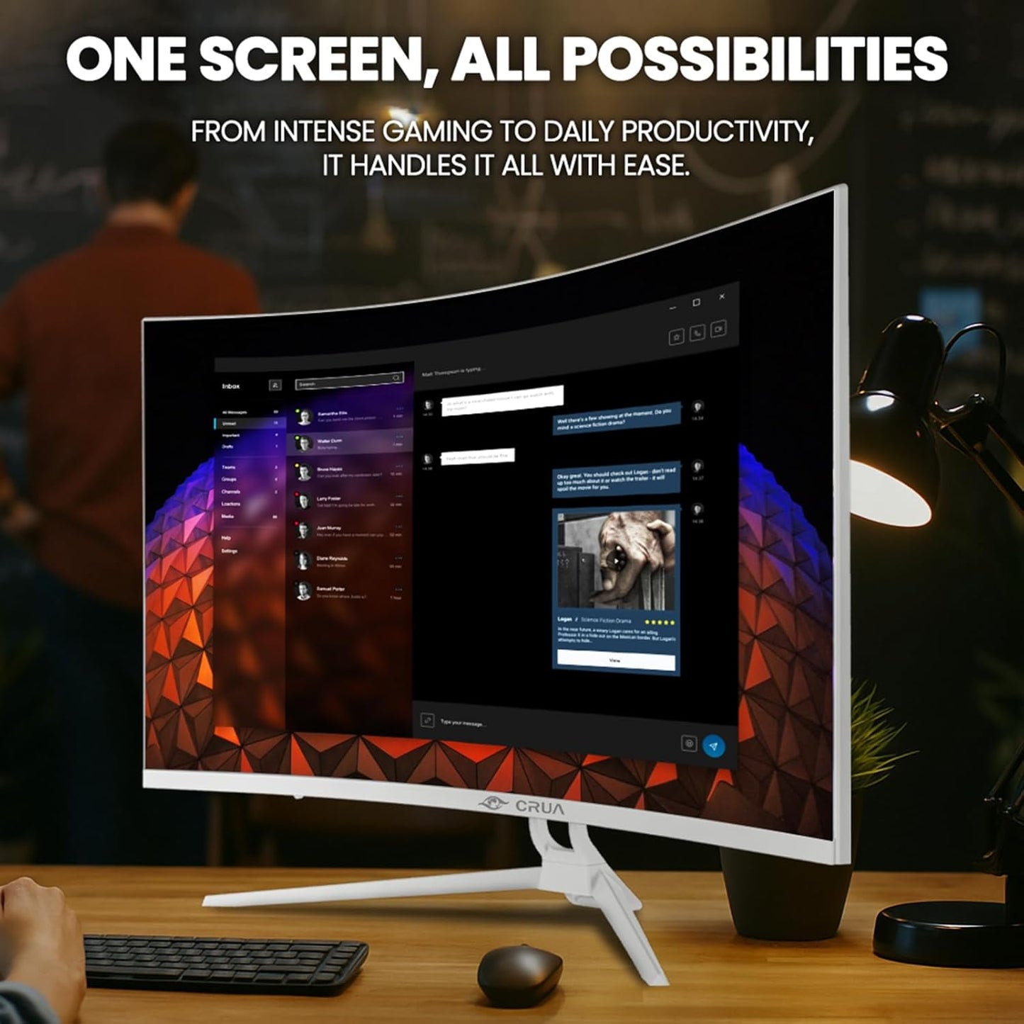 CRUA 32'' Curved Gaming Monitor, 160Hz/144Hz 4K UHD(3840 * 2160P) White Computer Monitor, 1500R VA Screen, Supports Freesync, 120% sRGB, Built-in Speakers, RGB Lighting, Wall Mountable,HDMI 2.1&DP 1.4