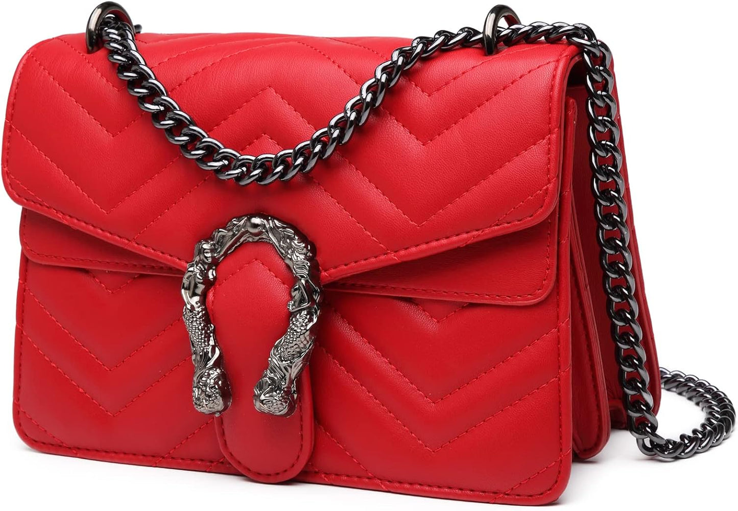 MYHOZEE Crossbody Bags for Women - Snake Printed Clutch Purses Leather Chain Shoulder Bags Evening Handbags
