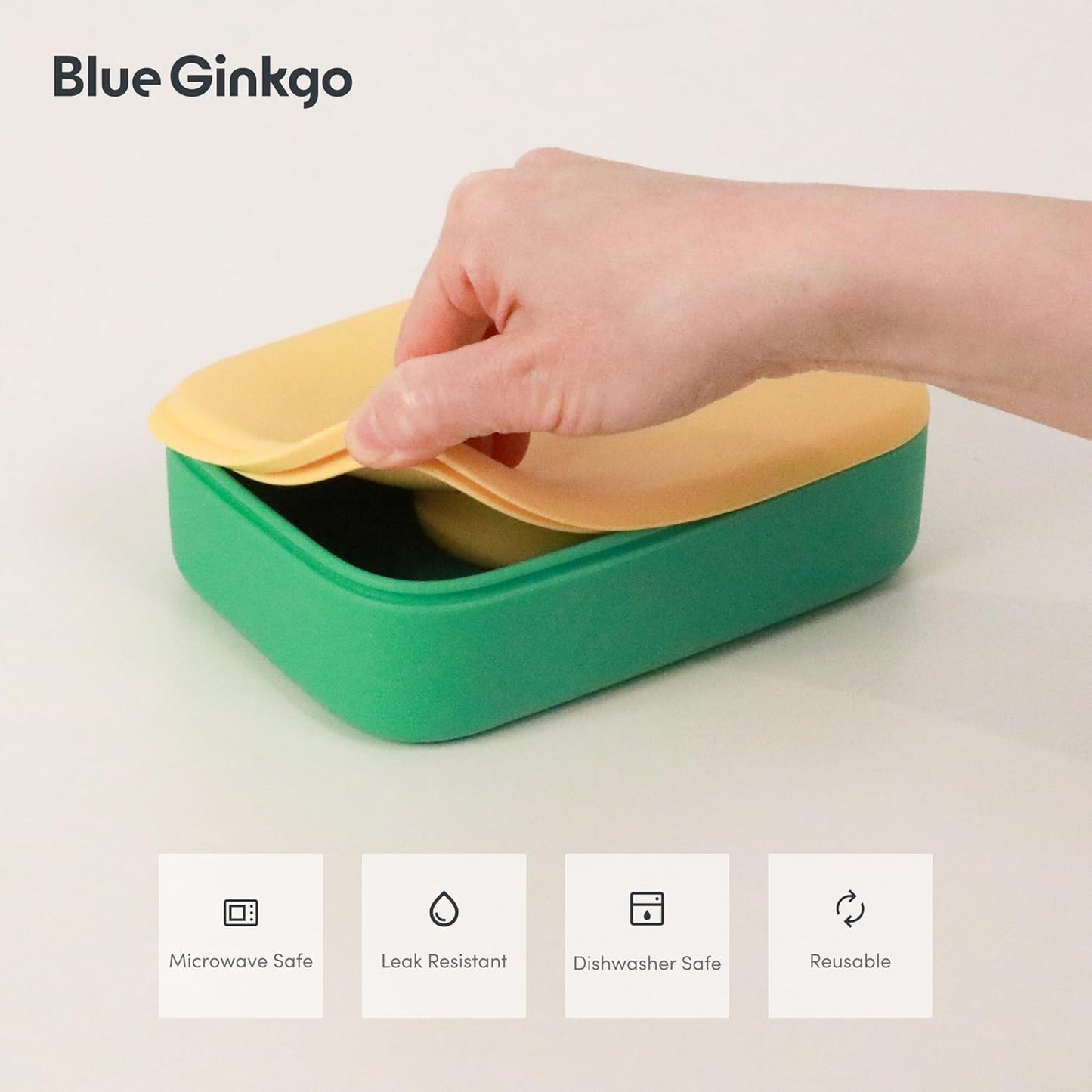 Blue Ginkgo Kids Silicone Lunch Box Set – Durable Heavy-Duty Silicone Bento Box, Microwave, Freezer, Dishwasher Safe – Airtight, BPA Free (Made in Korea, Coral)