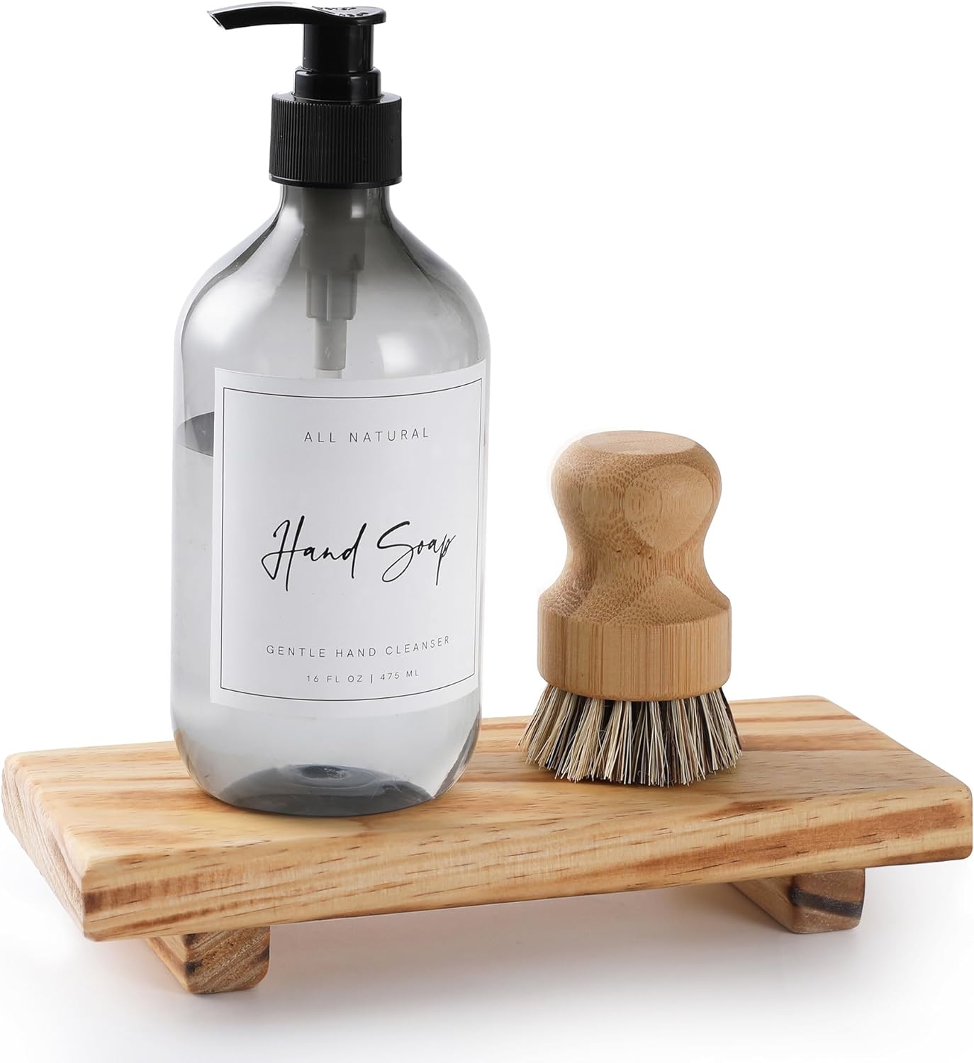 Wood Pedestal Soap Stand, Farmhouse Wood Riser, Soap Dish Holder/Tray Counter Decor for Bathroom Kitchen, Rustic Candle Plant Holder, Display Rectangular Decorative (Antique Walnut)