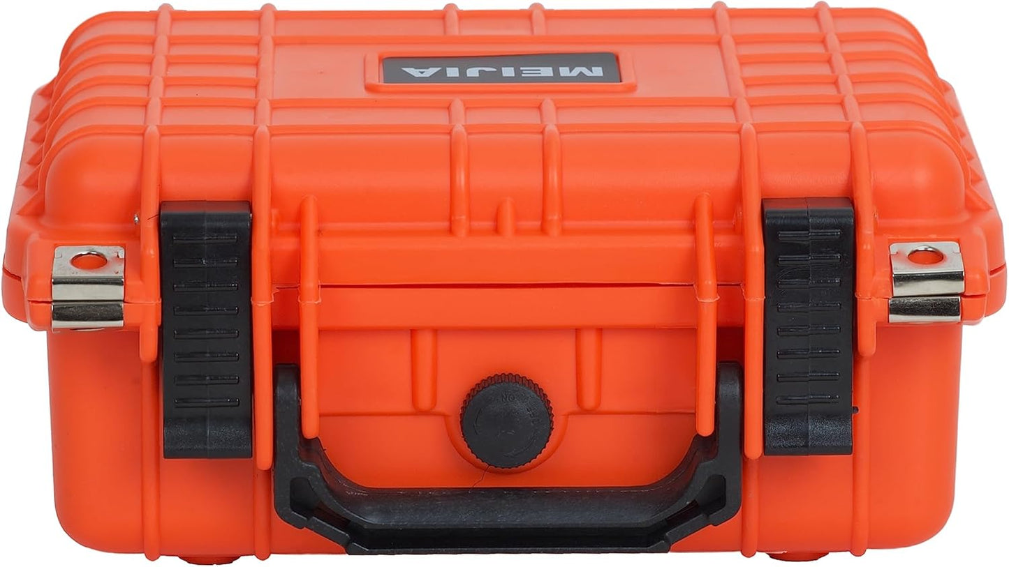 MEIJIA Portable All Weather Waterproof Protective Hard Case,Camera Case with Customizable Fit Foam,Fit Use of Drones, Camera, Equipments, 10.62inchx9.68inchx 4.87inch (Orange)