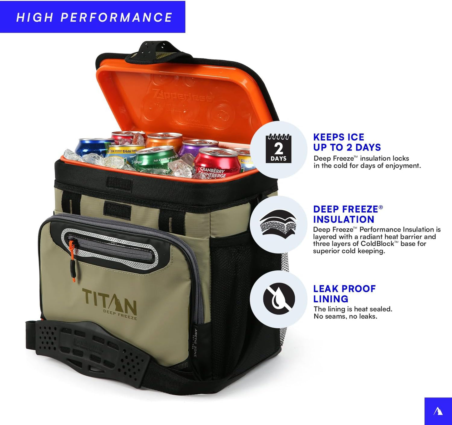 Arctic Zone Titan Deep Freeze 16 Can Zipperless Hardbody Cooler, Moss