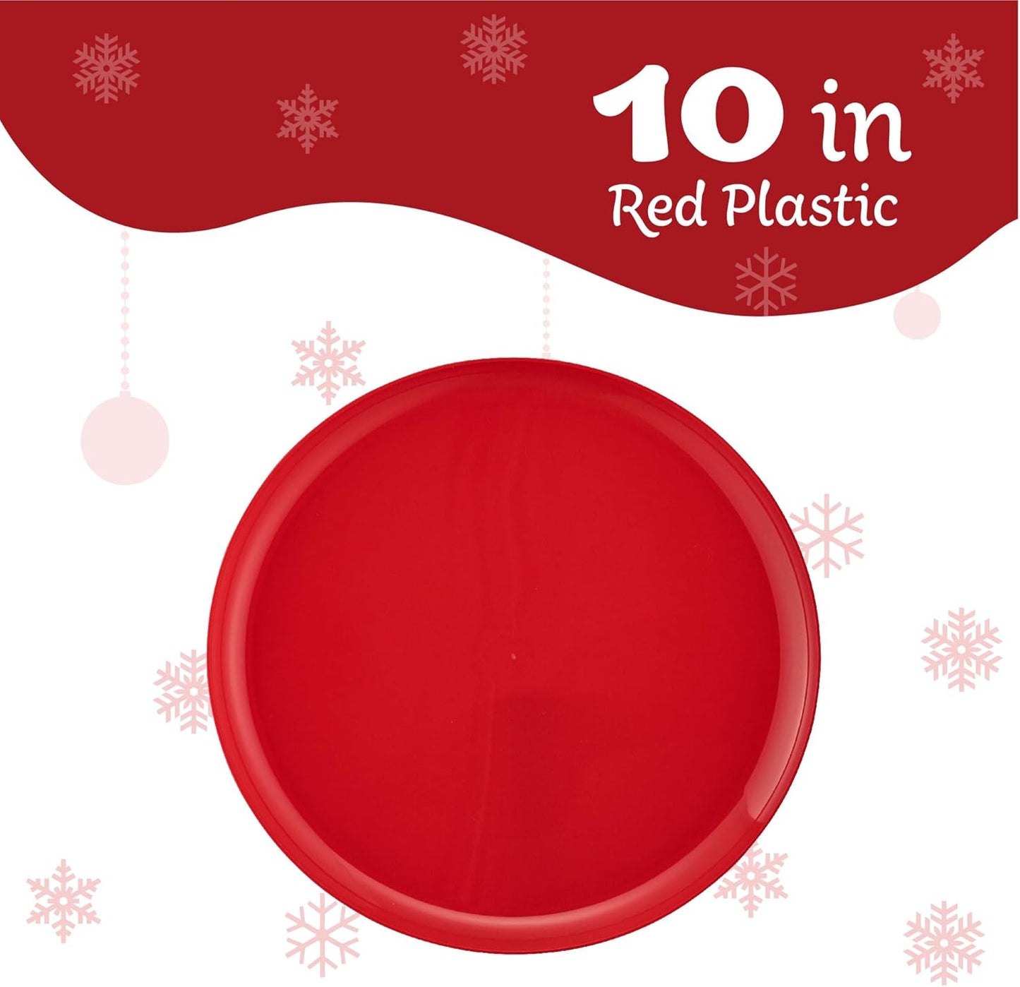 PLASTICPRO [30 Pack 10.7'' Christmass Green Plastic Party Plates Edge Collection Premium heavyweight Elegant Disposable Tableware Dishes