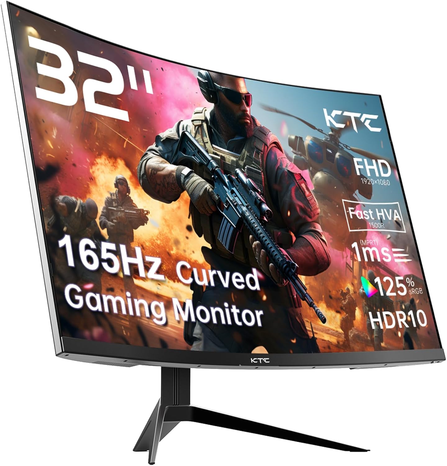 KTC 32 Inch 2K Computer Monitor, IPS 1440p Monitor with Ultra-Thin Bezels, HDR10, Freesync/G-sync, HDMI/DP Ports, Tilt Adjustable, Eyecare, Ideal for Business, Office, and Casual Gaming