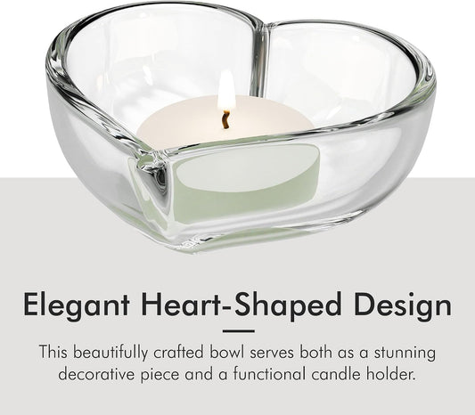 Orrefors 5" Heart Bowl - Decorative Serveware Collection & Votive - Tea Light Candle Holder, Crystal - for Snacks or Candle, Kitchen & Dining Decor - Bachelorette and Wedding Party