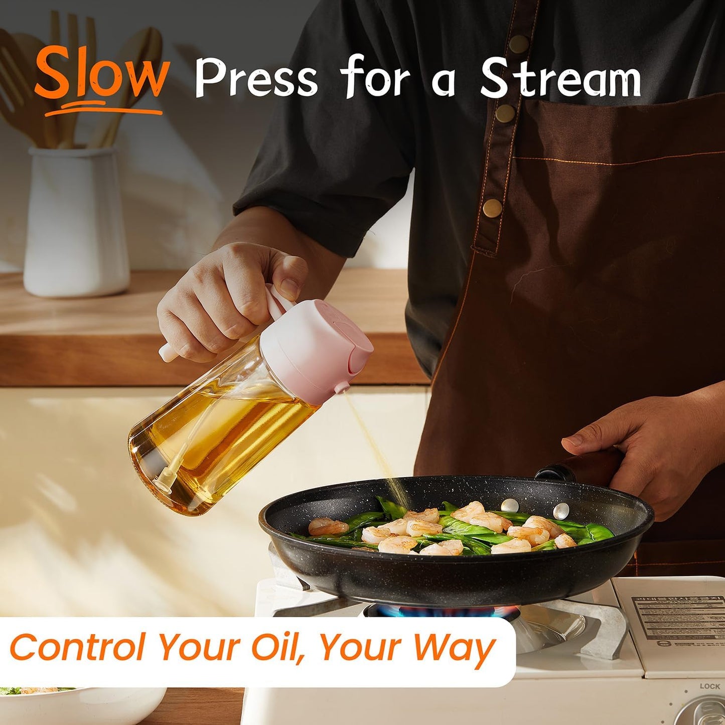 Purilite Select 470ml Glass Oil Sprayer & Dispenser Bottle – 2-in-1 Flip Top