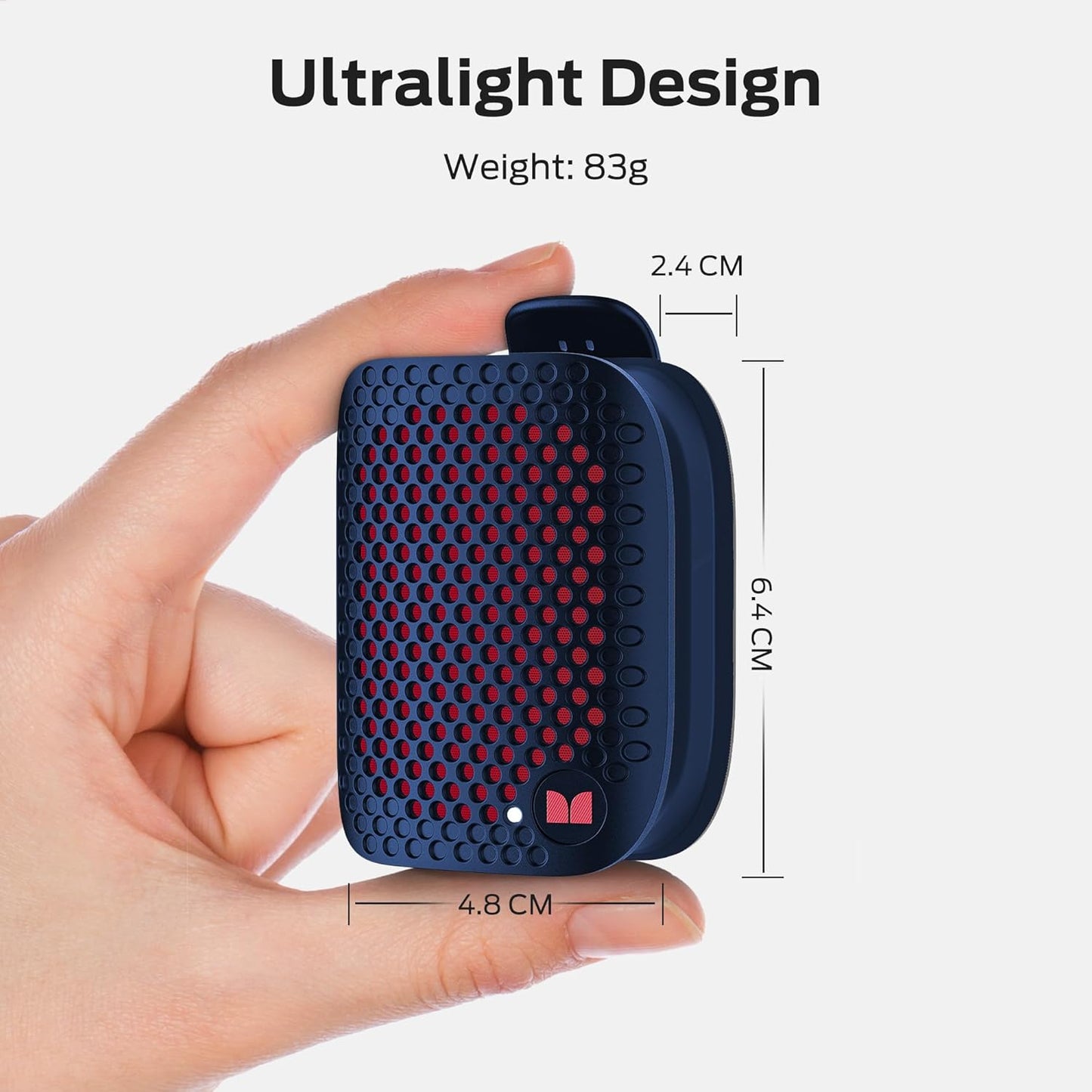Monster Blaster Micro Clip on Bluetooth Speaker, Wireless Wearable Speaker for Hands-Free Calls and Music, Mini Small Portable Speaker for Workout, Cycling, Running, TWS, IPX7, 12H Playtime, Blue