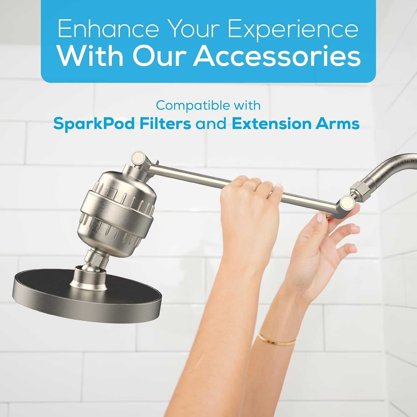 SparkPod Shower Head - High Pressure Rain - Premium Quality Luxury Design - 1-Min Install - Easy Clean Adjustable Replacement for Your Bathroom Shower Heads (Luxury Polished Chrome, 6 Inch Round)