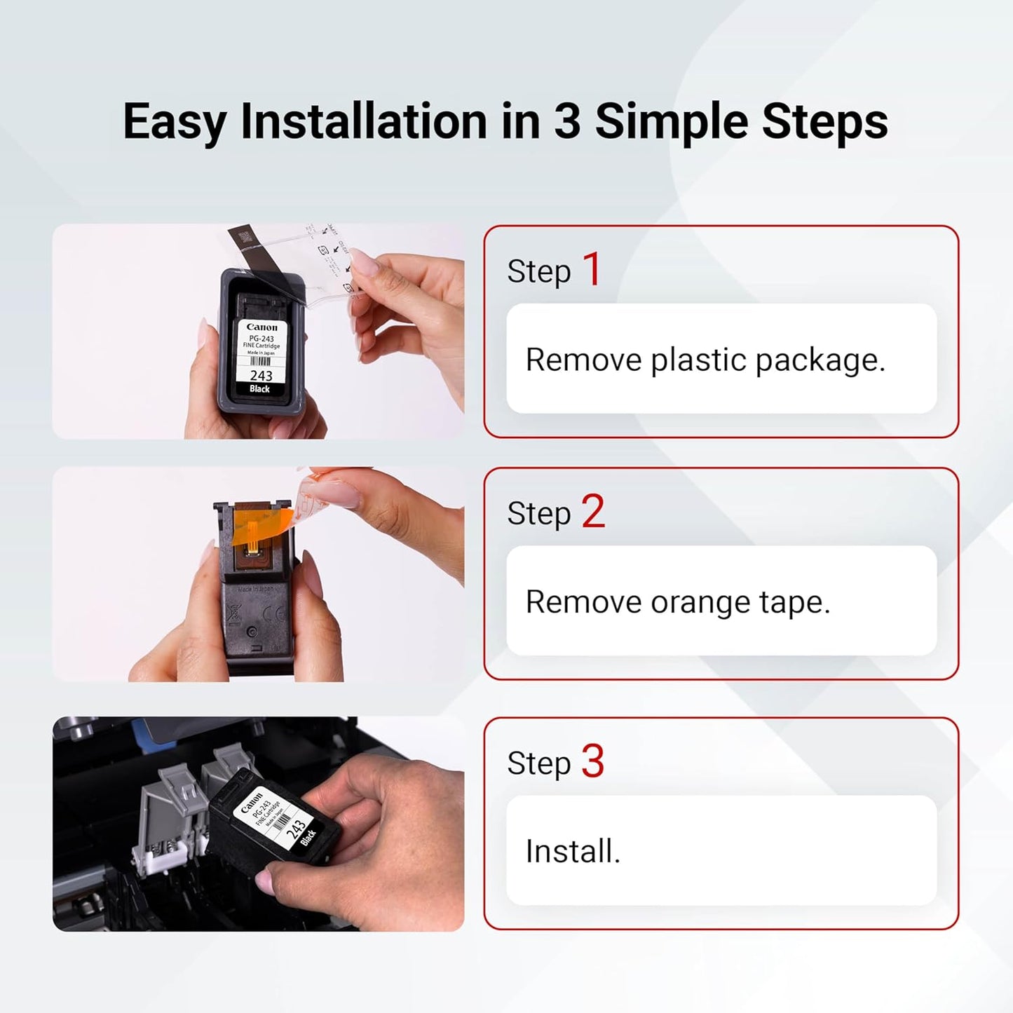 Canon PG-243 Black Ink Cartridge Compatible to printer iP2820 MX492, MG2420, MG2520, MG2920, MG2922, MG2924 MG3020, MG2525, TS3120, TS302, TS202 and TR4520