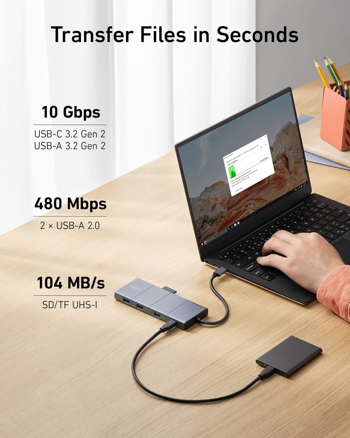 Anker 565 11-in-1 USB C Hub, 10 Gbps USB-C and USB-A Data Ports, 4K HDMI and DisplayPort, 100W Power Delivery, 2 USB 2.0 Data Ports, Ethernet, AUX, microSD and SD Card Slots, for XPS and More