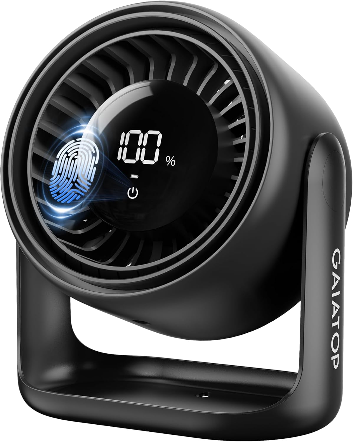 Gaiatop 7.7-Inch Rechargeable Desk Fan with Touch Control – Ultra Quiet USB-C Desktop Fan with 4000mAh Battery, 5 Speeds, LED Display & 90° Adjustable Tilt - PuriLite