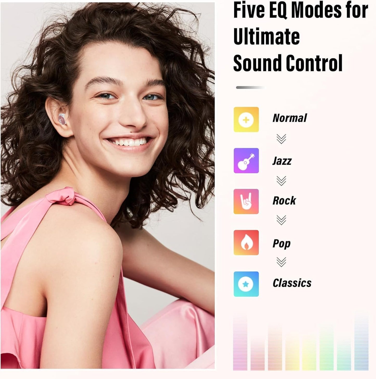 VEKJ Sleep Earbuds, Bluetooth 5.4 Mini Wireless Ear Euds with Multifunctional Touch Screen, 48H Bass Stereo Headphones with Sleep Mode/5 EQ Modes/ENC Noise Cancelling, IPX7 Earphones for iOS Android