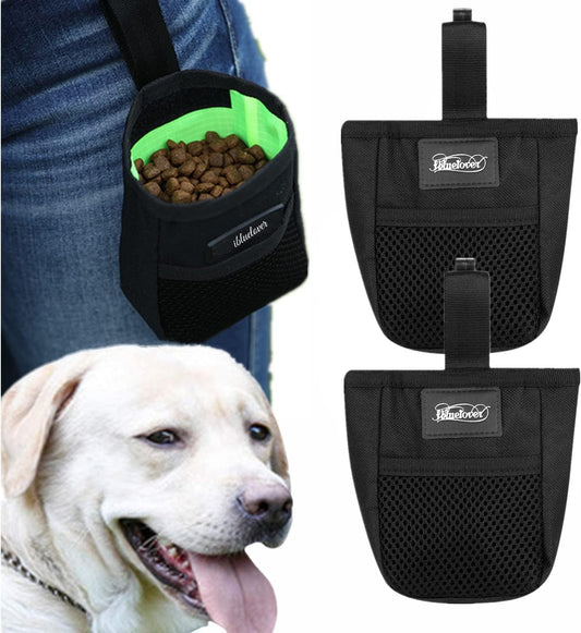 2 Pcs Dog Treat Pouch Pet Trainning Waist Bag Portable Food Snack Small Item Storage Holder Bag Hook Design Pet Training Reward Pouch Bait Sack Mini Doggie Puppy Bird Snack Carrier Container Pockets
