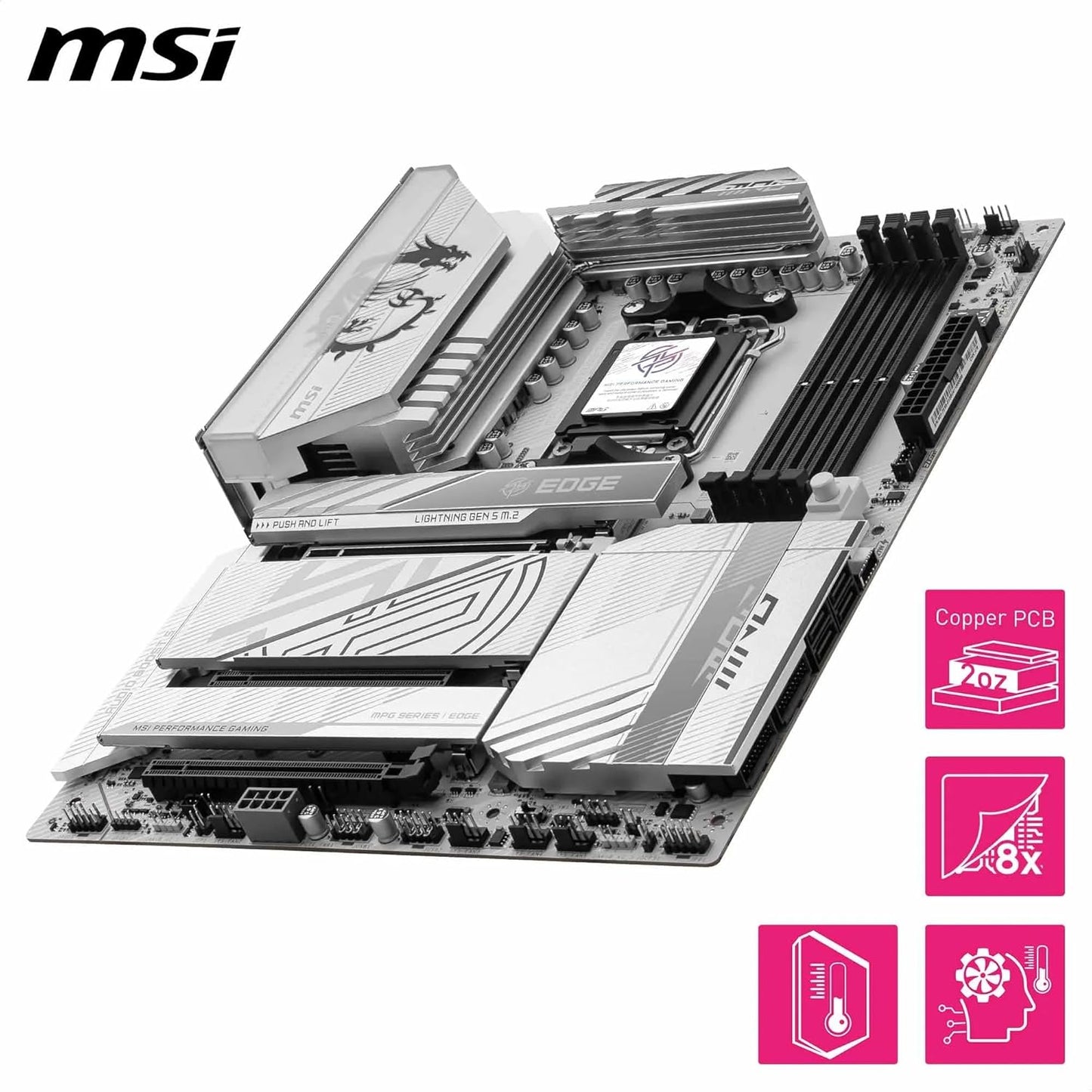 MSI MPG X870E Edge TI WiFi Gaming Motherboard (AMD Ryzen 9000/8000/7000 Series Processors, AM5, DDR5, PCIe 4.0, M.2, SATA 6Gb/s, USB 3.2 Gen 2, HDMI/DP, Wi-Fi 7, Bluetooth 5.3, 2.5Gbps LAN, ATX)