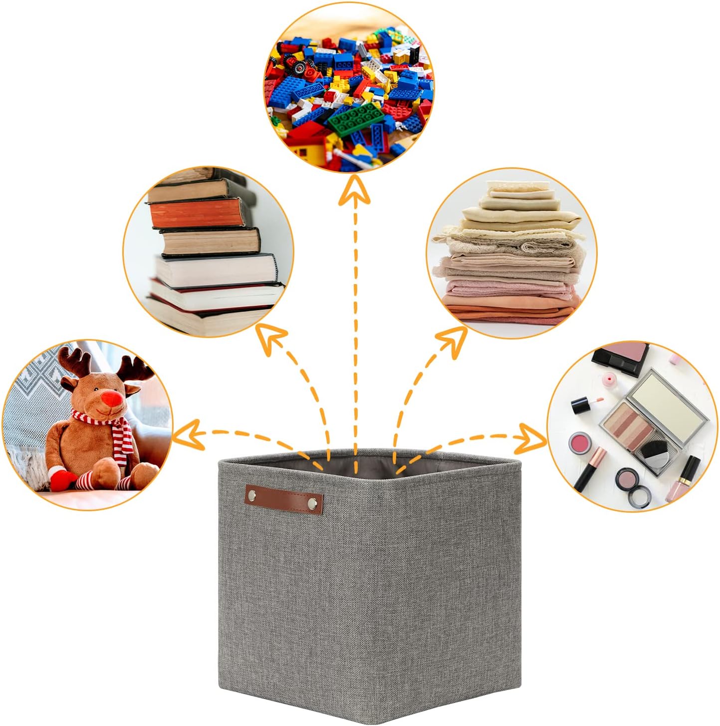 DULLEMELO Storage Baskets for Shelves, Fabric Collapsible Rectangular Storage Bins for Shelves, Closets, Nursery, Home, Office, Empty Gift Baskets (White&Teal)