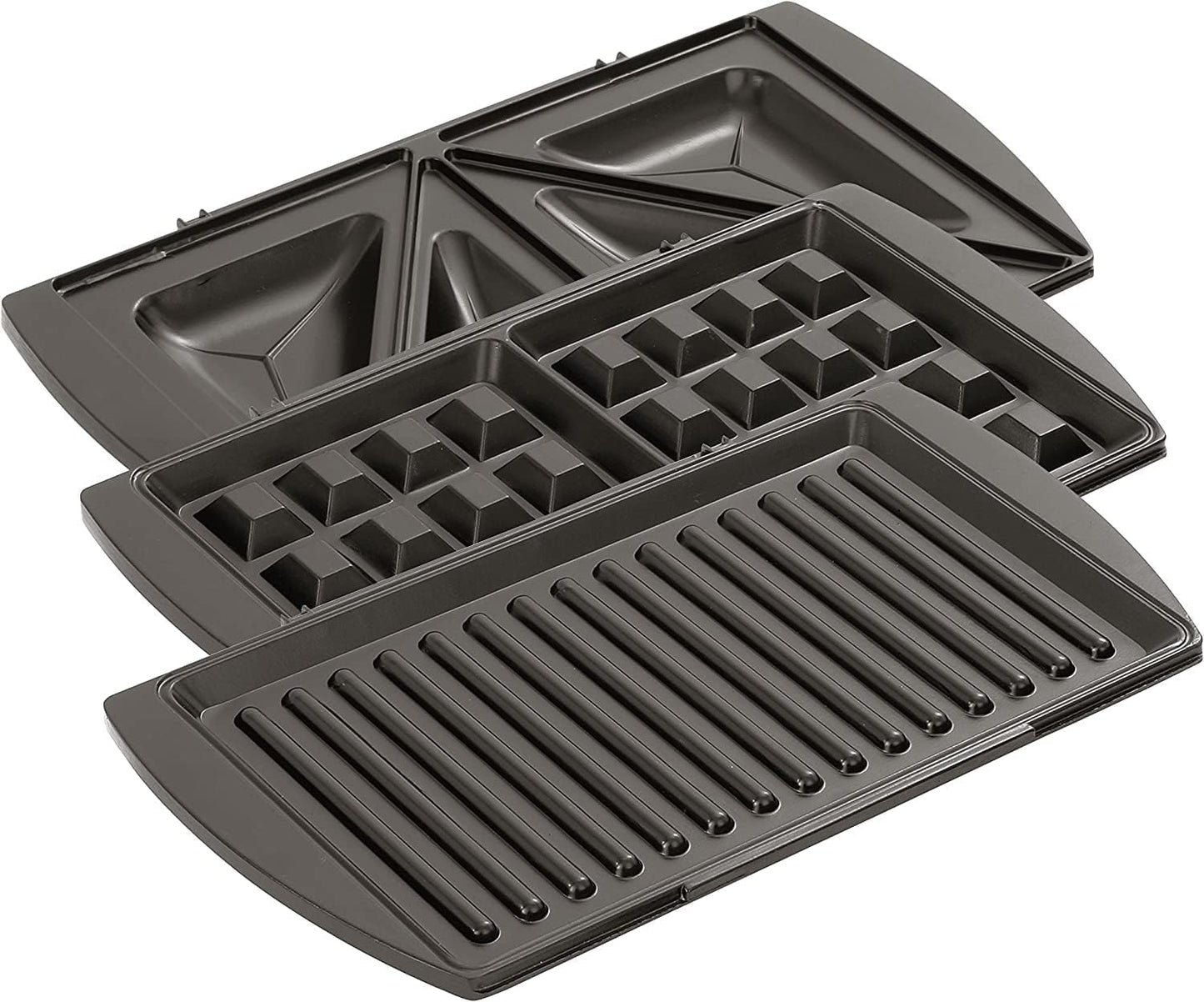 Salton 3-In-1 Pocket Sandwich Maker, Belgian Waffle Maker, and Electric Grill with Non-Stick Removable Dishwasher-Safe Plates, Indicator Lights, Cord Wrap and Upright Storage (SM154322), Small