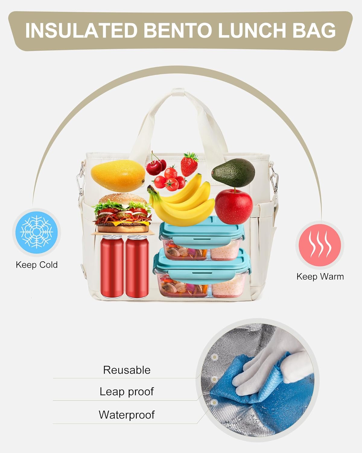 Lunch Bag Insulated Lunch Box Leakproof Lunch Tote Bags for Women Men,Portable Thermal Cooler Bag Lunch Containers with Shoulder Strap for Work, Family, Picnic, School, Outdoor,BBQ C2-Pinkpurple
