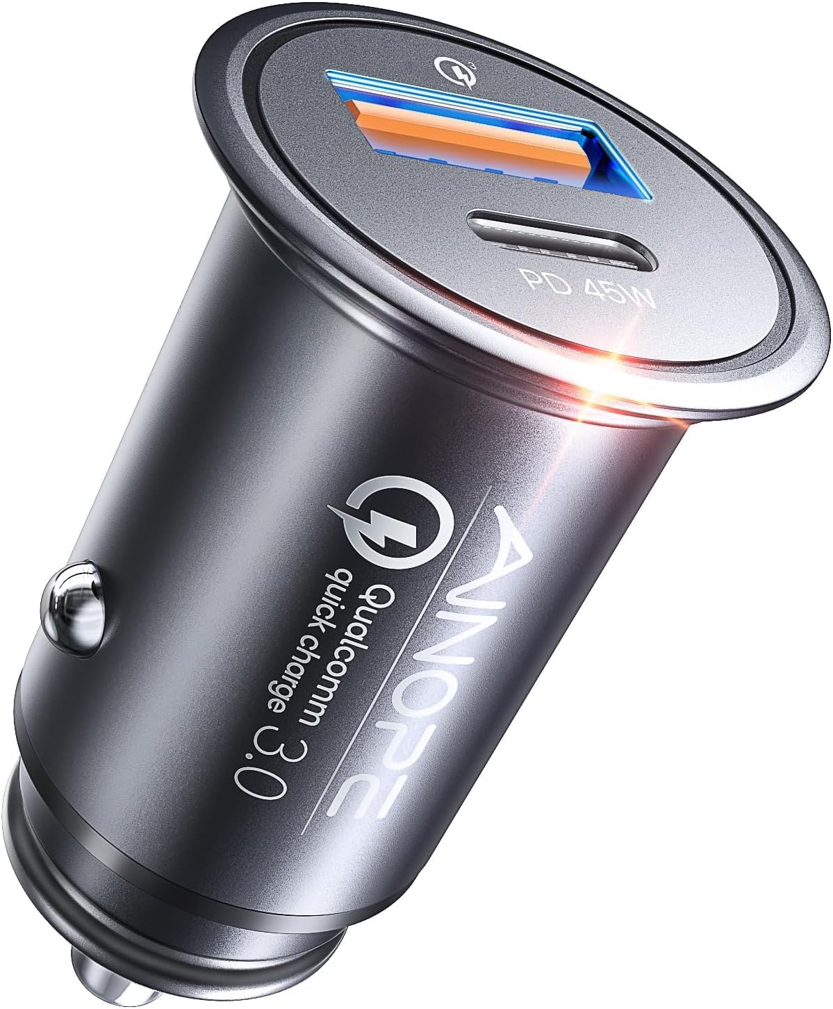 AINOPE 67.5W Mini Car Charger USB C Fast Charger, Cigarette Lighter Adapter, USB C Car Charger, Aviation-Grade Metal 12V USB Outlet for iPhone 17 16 Pro Max Air Samsung Android Electrical Accessories - PuriLite