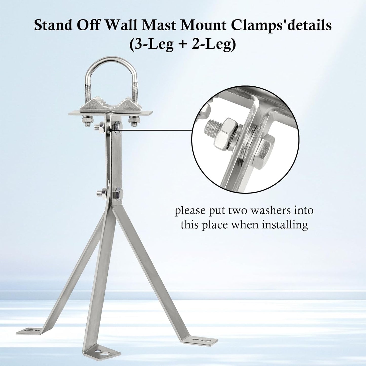 XRDS-RF 16 Inch Heavy-Duty Wall Mount Stand Off Mast for TV Antenna - Windproof Mounting Bracket (2-Leg + 2-Leg)