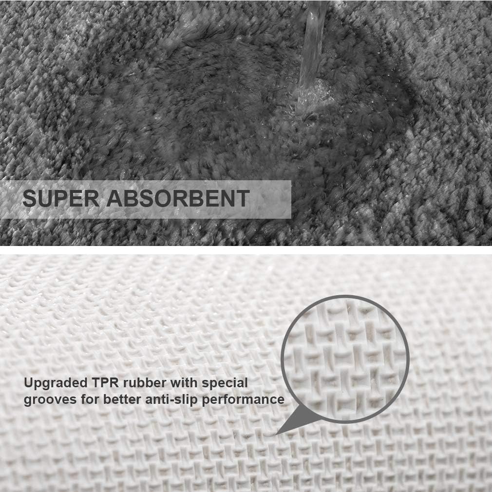 Bathroom Rugs Set 2 Pieces - Bath Rugs Ultra Soft Absorbent Non-Slip Fluffy Thick Microfiber Cozy Bath Mats Set for Tub Shower Bathroom Floors Accessories, 20"x32" & 16"x24" Set of 2 (Beige)