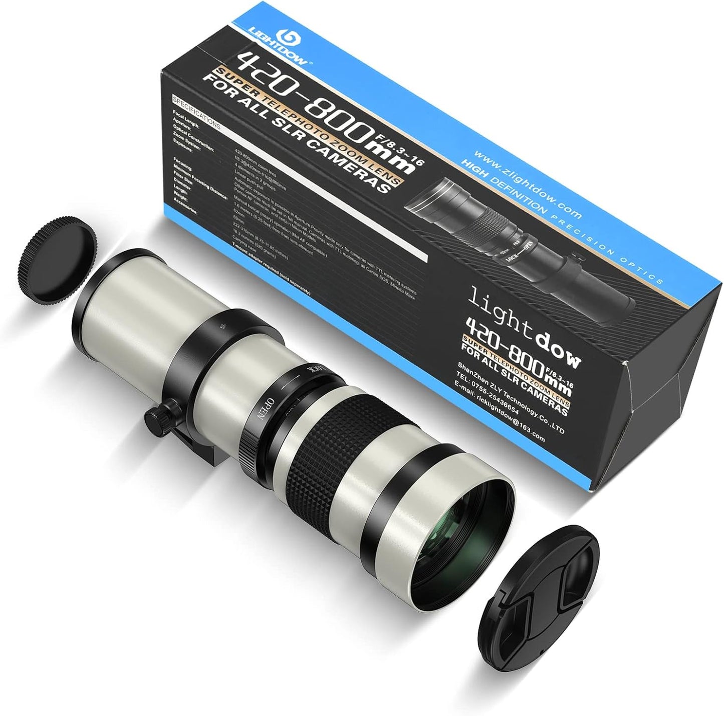 EF/EF-S 420-800mm F8.3 Telephoto Zoom Lens(MF) + T-Mount Adapter for Canon EOS Rebel T8i/T7i/T7/T6i/T5/T3i/T2i/XSi/SL3/SL2/T100/90D/80D/70D/50D/5D Mark IV/6D II/7D II/1D X III II-DSLR Cameras Lenses