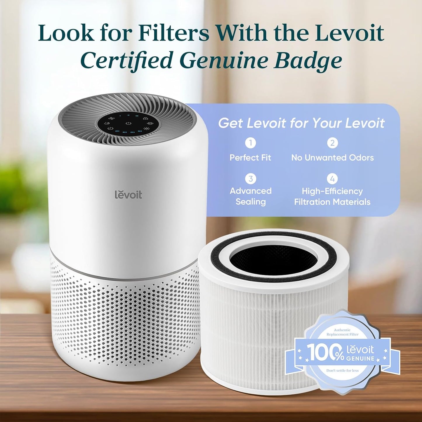 LEVOIT Air Purifiers with Washable Filters for Large Room Bedroom Home, Smart WiFi Air Quality Monitor, HEPA Sleep Mode and Auto Mode, Removes Pet Hairs, Allergies, Pollen, Smoke, Dust, Vital100S